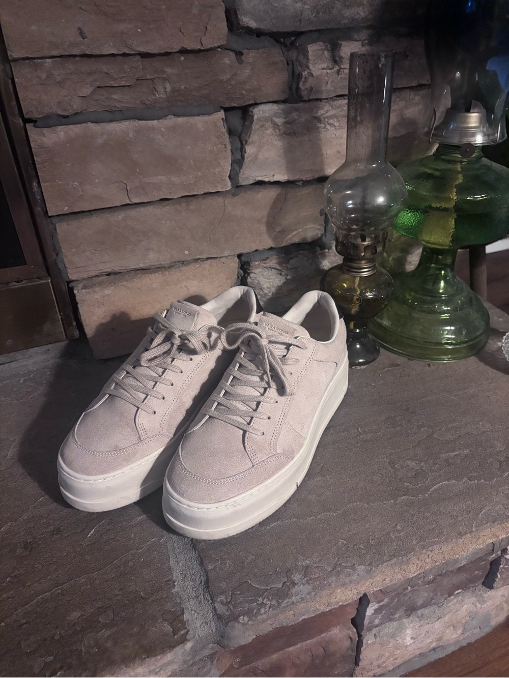 Vagabond Women’s Suede Platform Sneakers - Light Beige and Brown Leather